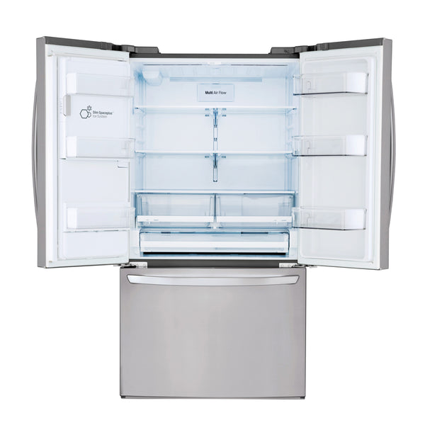 LG Standard-Depth 27.7-cu ft 3 -Door Smart Compatible French Door Refrigerator with Ice Maker with Water and Ice Dispenser ( Printproof Stainless Steel ) ENERGY STAR Certified