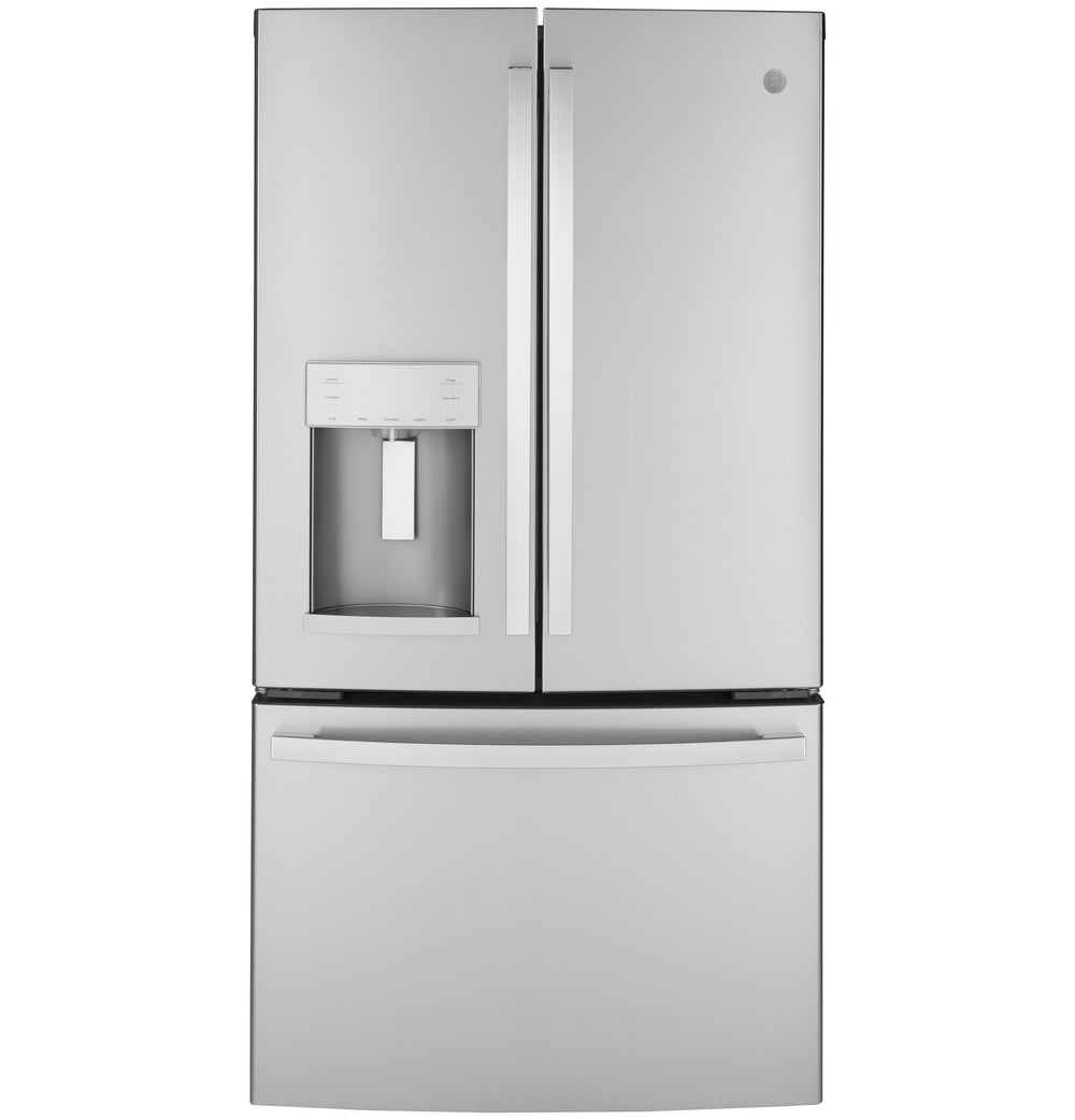 GE Counter-Depth 22.2-cu ft 3 -Door French Door Refrigerator with Ice Maker with Water and Ice Dispenser ( Stainless Steel ) ENERGY STAR Certified
