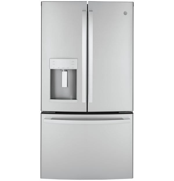 GE Counter-Depth 22.2-cu ft 3 -Door French Door Refrigerator with Ice Maker with Water and Ice Dispenser ( Stainless Steel ) ENERGY STAR Certified