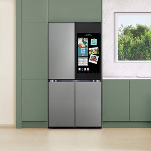 Samsung Bespoke Standard-Depth Family Hub 28.6-cu ft 4 -Door Smart Compatible French Door Refrigerator with Dual Ice Maker with Water Dispenser and Door within Door ( Stainless steel ) ENERGY STAR Certified