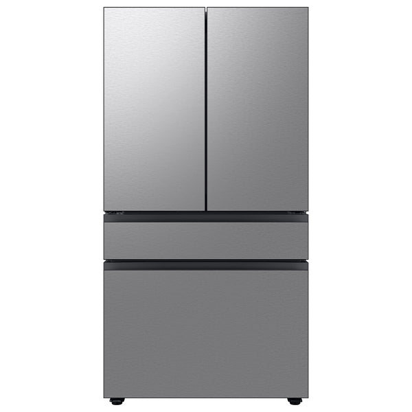 Samsung Bespoke Standard-Depth Inner Beverage Center 28.9-cu ft 4 -Door Smart Compatible French Door Refrigerator with Ice Maker with Water Dispenser ( Stainless Steel ) ENERGY STAR Certified