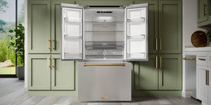 Thor Kitchen Counter-Depth Gordon Ramsay Series 20.3-cu ft 3 -Door French Door Refrigerator with Ice Maker with Ice Dispenser ( Stainless Steel with Black Accents ) ENERGY STAR Certified