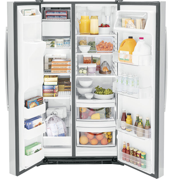 GE 25.3-cu ft Side-by-Side Refrigerator with Ice Maker ,Water and Ice Dispenser ( Stainless Steel )
