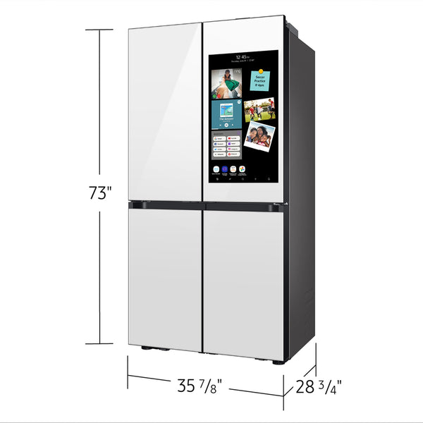 Samsung Bespoke Counter-Depth Family Hub 22.5-cu ft 4 -Door Smart Compatible French Door Refrigerator with Dual Ice Maker with Water Dispenser and Door within Door ( White Glass ) ENERGY STAR Certified